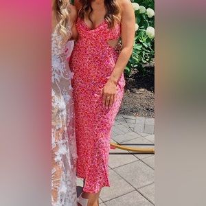 ASTR THE LABEL Colette Satin Cutout Midi dress